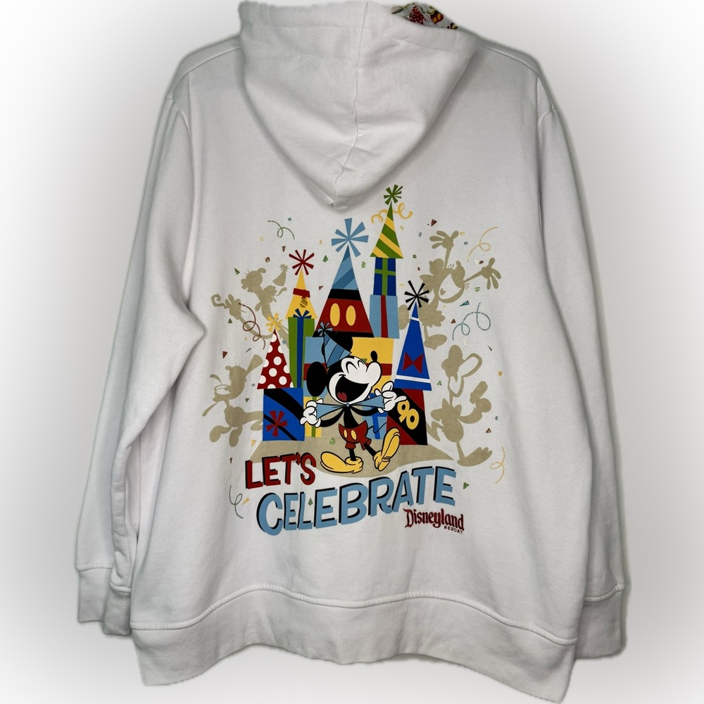 Disneyland Resort Let’s Celebrate White Zip-Up Hoodie Adult Plus Size 2X